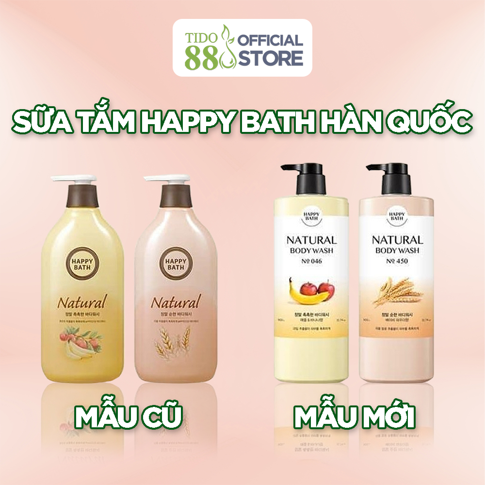 Sữa tắm Happy bath natural body wash nhiều hương, chiết xuất thiên nhiên 900G NPP Tido88