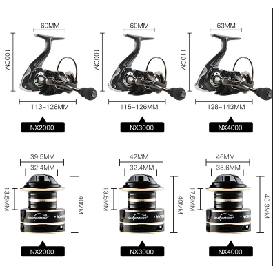 NX2000-4000 Kim Loại Máy Câu Cuộn Dây Máy Câu Quay 5.2:1 5Kg/6Kg/8Kg Max Lực Kéo Tốc Độ Cao Nước Mặn Máy Câu