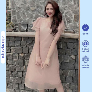 Đầm váy bầu công sở mùa hè dáng tiểu thư tay cánh tiên siêu xinh - đầm bầu thời trang hàn quốc