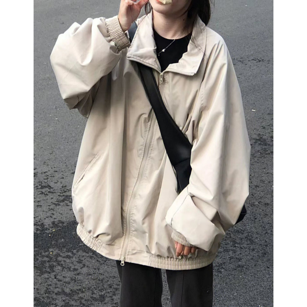 Áo bomber nữ form rộng, áo khoác nữ bomber form rộng phong cách hàn quốc mẫu trơn mùa đông chất liệu nỉ bồng trần