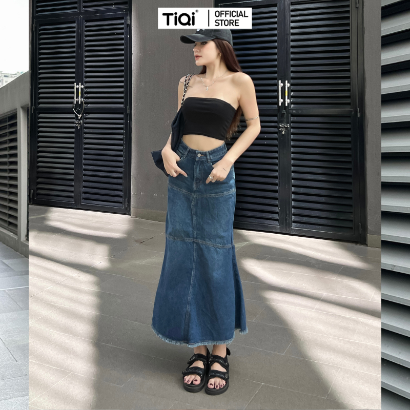 Chân váy jean bò dài dáng chữ A TiQi Jeans V1-296