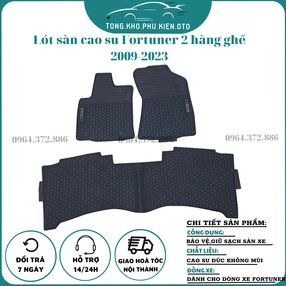 Lót Sàn Cao Su Xe Toyota Fortuner 2009 đến 2023 màu đen -Sàn Cao Su Đúc Ko Mùi dễ vệ sinh lau rửa Nissin
