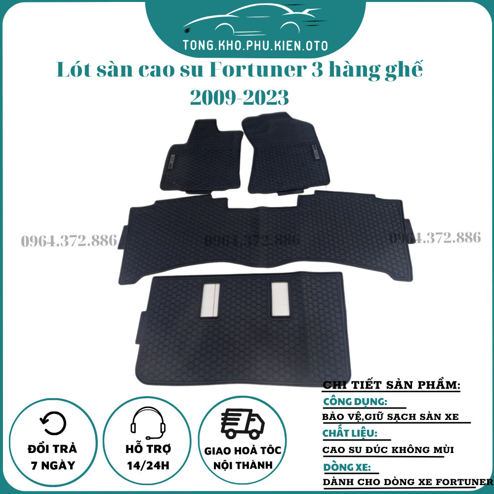 Lót Sàn Cao Su Xe Toyota Fortuner 2009 đến 2023 màu đen -Sàn Cao Su Đúc Ko Mùi dễ vệ sinh lau rửa Nissin