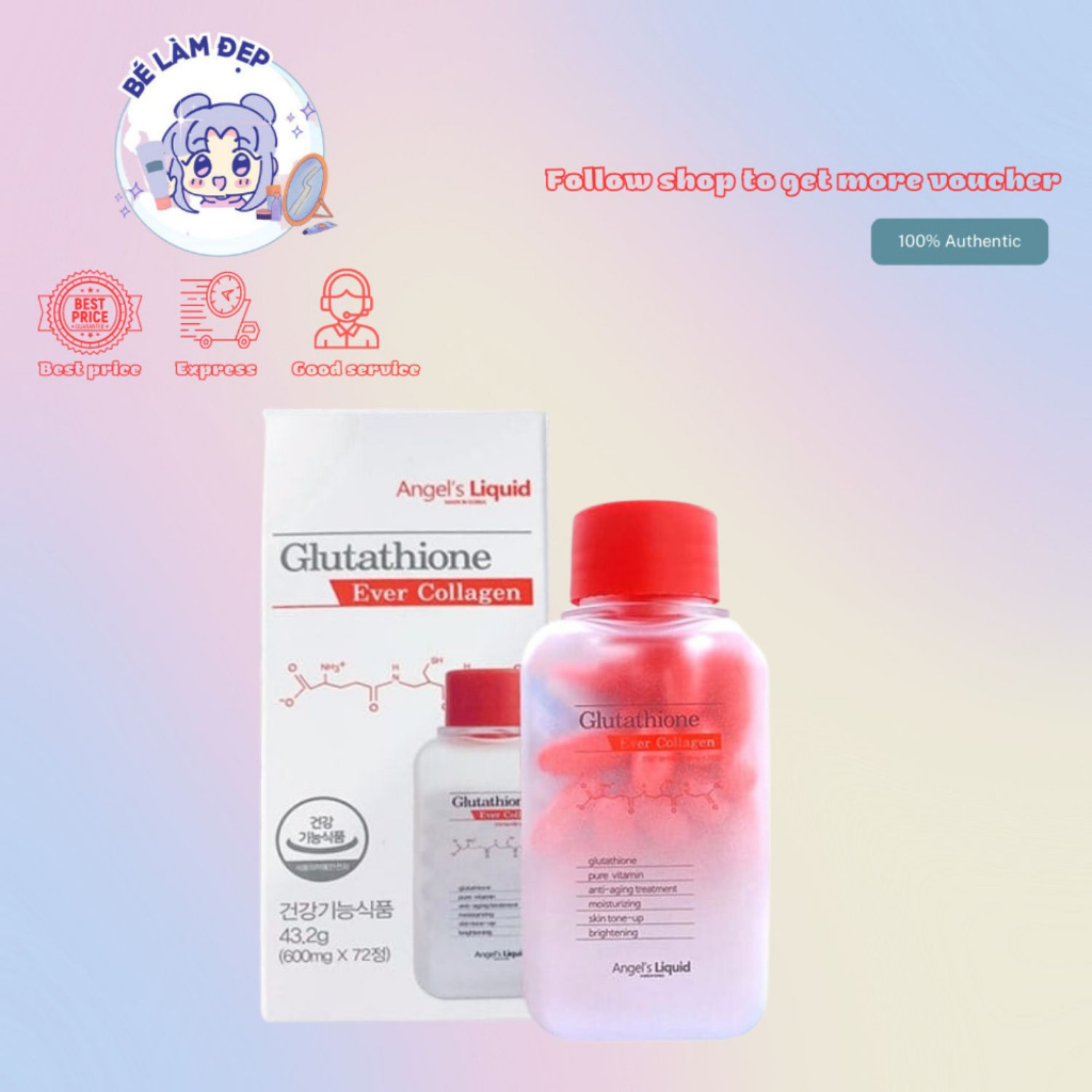 Angel's Liquid - Viên Hỗ Trợ Trắng Da 7 Day Glutathione Ever Collagen (lọ 72 viên)