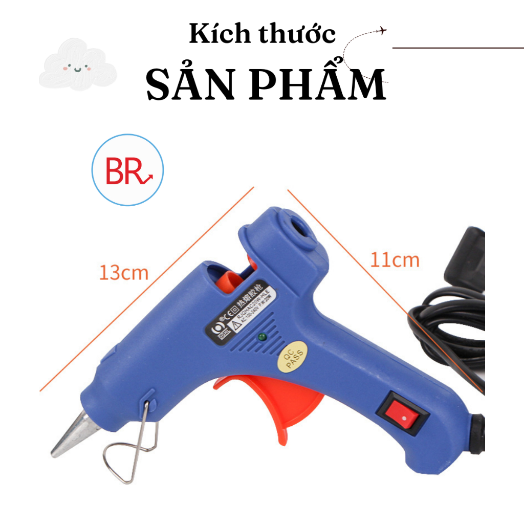 Súng bắn keo nến silicon kèm 5 cây keo nến - Máy bắn keo nến loại 1 công suất 20W nhỏ gọn làm đồ handmade Br 02003