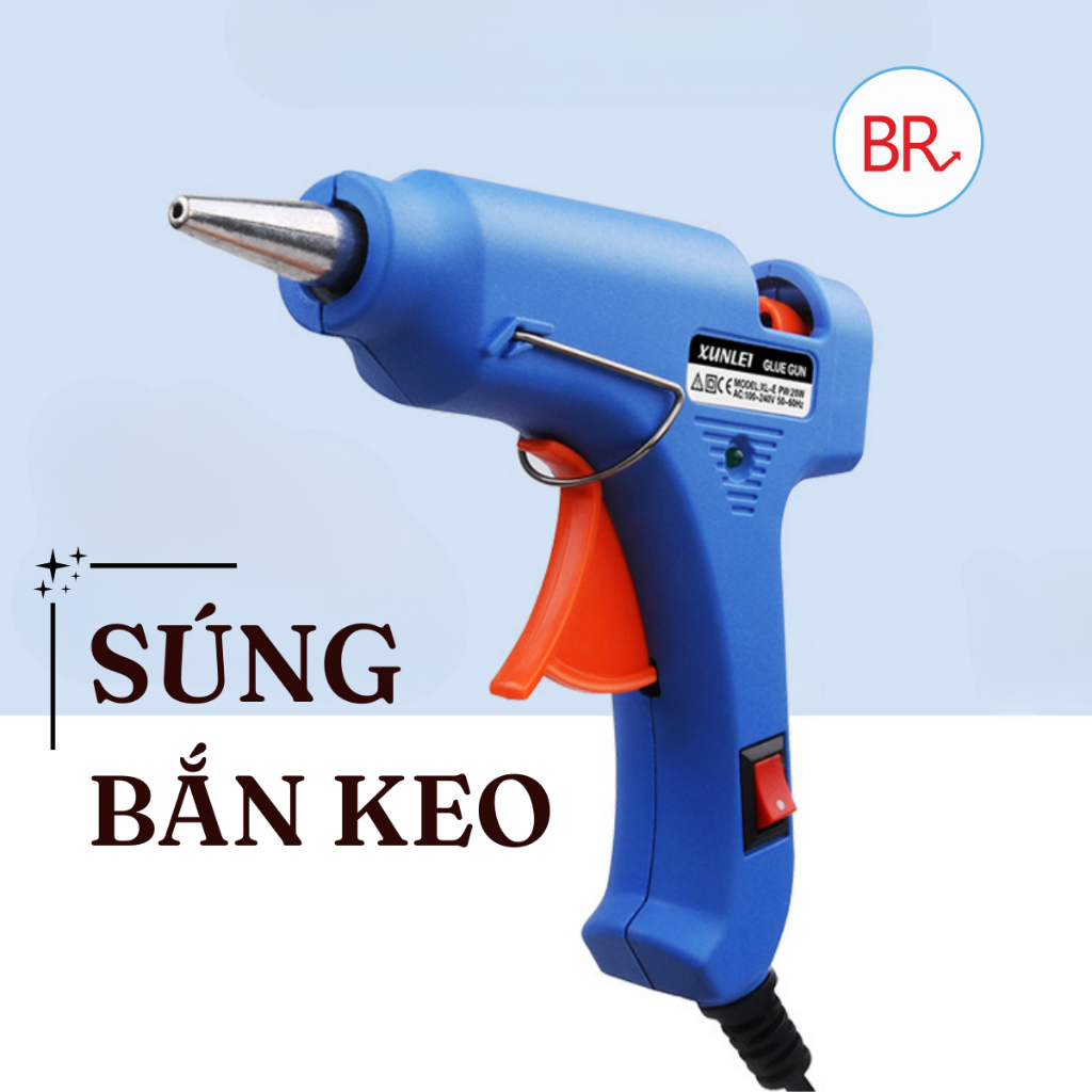 Súng bắn keo nến silicon kèm 5 cây keo nến - Máy bắn keo nến loại 1 công suất 20W nhỏ gọn làm đồ handmade Br 02003