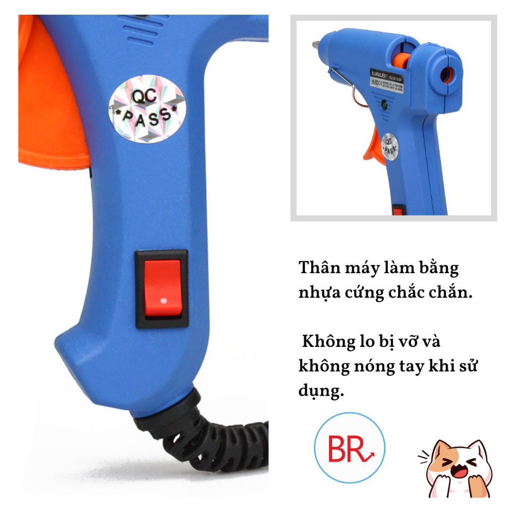 Súng bắn keo nến silicon kèm 5 cây keo nến - Máy bắn keo nến loại 1 công suất 20W nhỏ gọn làm đồ handmade Br 02003
