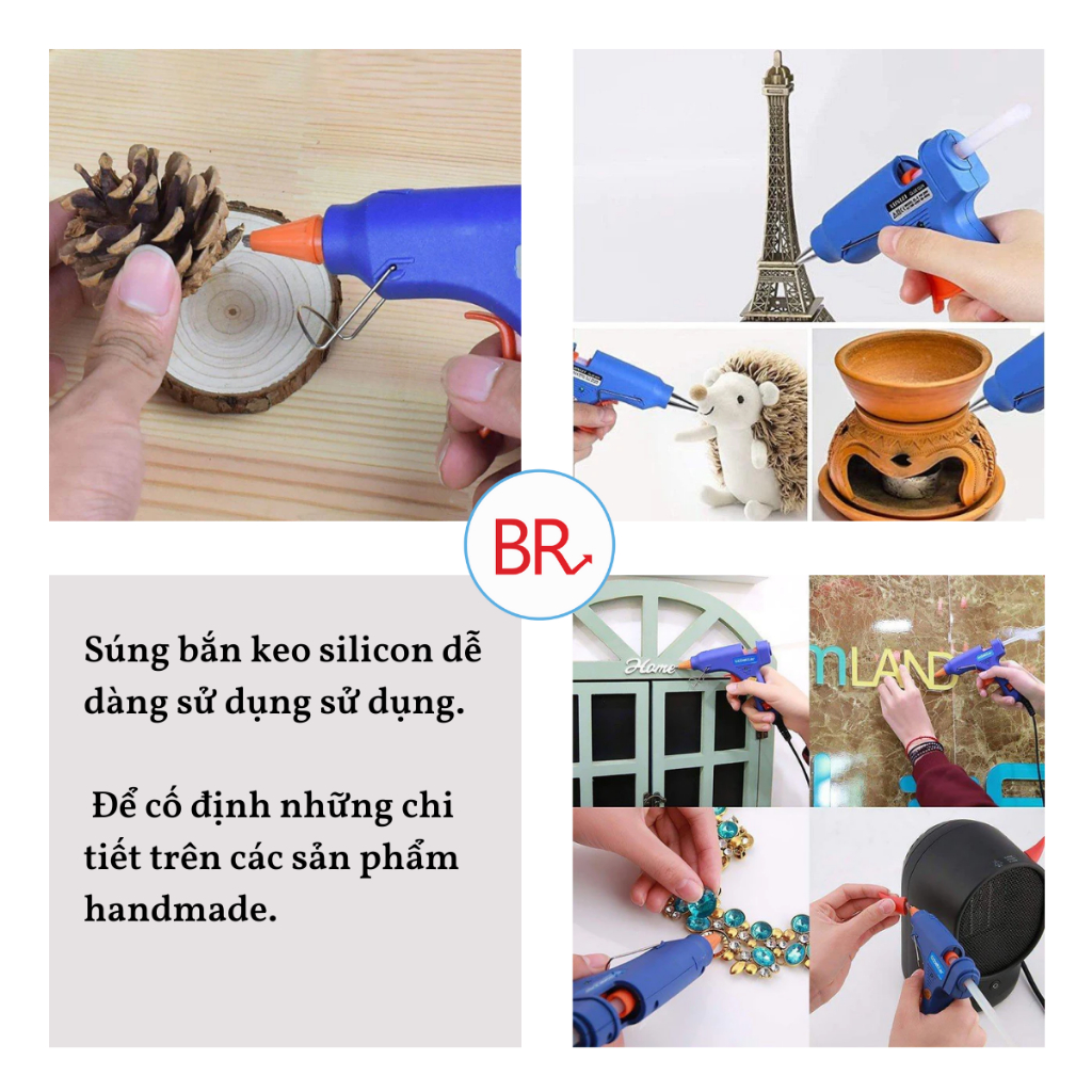 Súng bắn keo nến silicon kèm 5 cây keo nến - Máy bắn keo nến loại 1 công suất 20W nhỏ gọn làm đồ handmade Br 02003