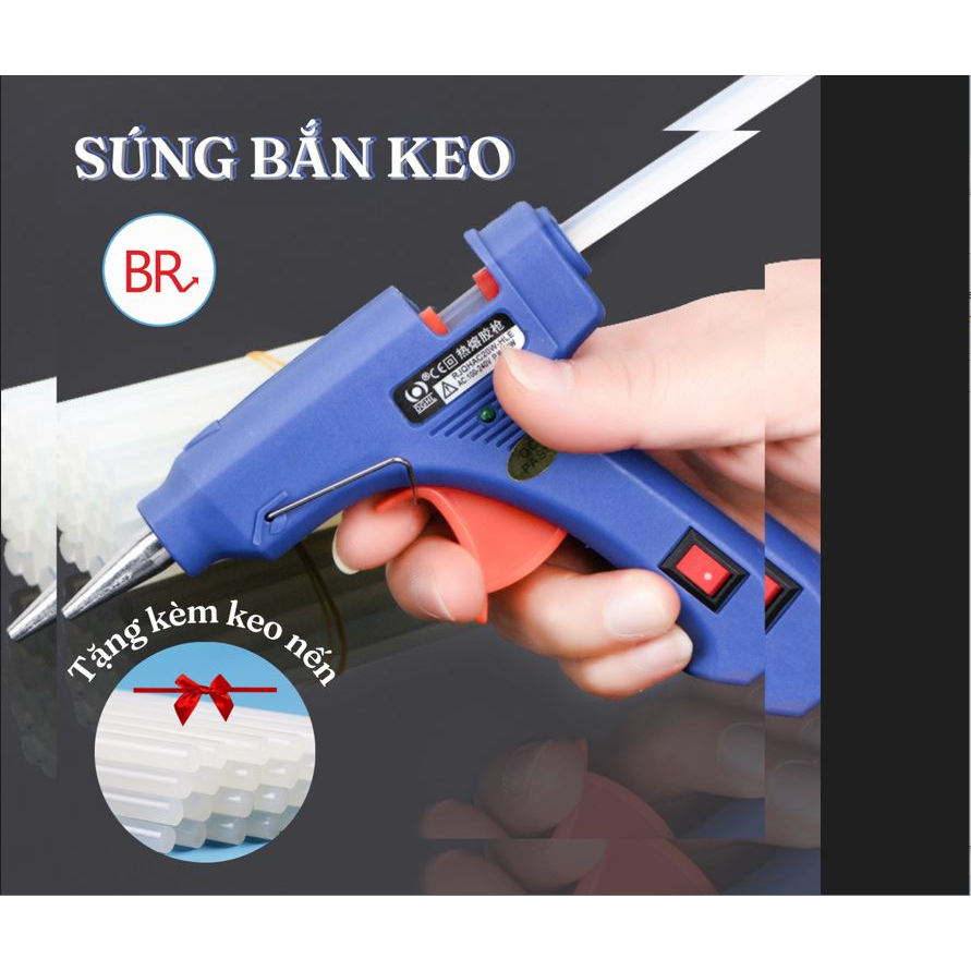 Súng bắn keo nến silicon kèm 5 cây keo nến - Máy bắn keo nến loại 1 công suất 20W nhỏ gọn làm đồ handmade Br 02003