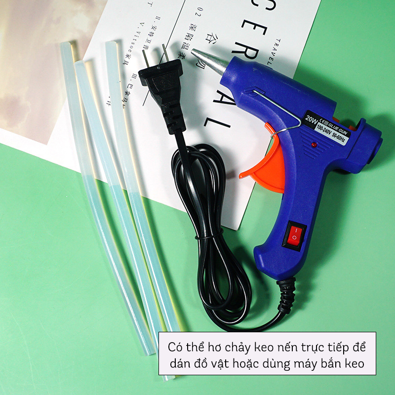 Súng bắn keo nến silicon kèm 5 cây keo nến - Máy bắn keo nến loại 1 công suất 20W nhỏ gọn làm đồ handmade Br 02003