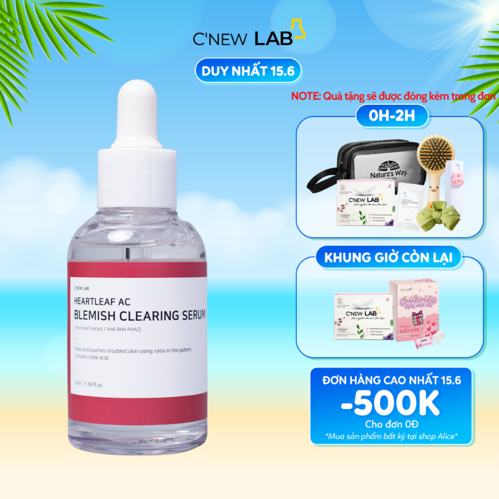 Serum Ngừa Mụn Heartleaf Ac Blemish Clearing Serum C'NEW LAB Cung Cấp Dưỡng Chất, Cấp Ẩm Cho Da 50Ml - Màu Đỏ