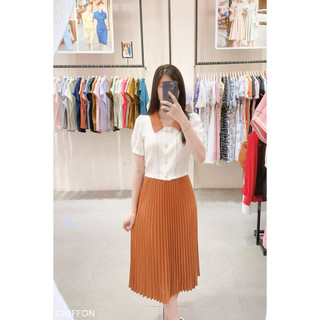 Chân váy dập ly dáng dài công sở basic Chiffon