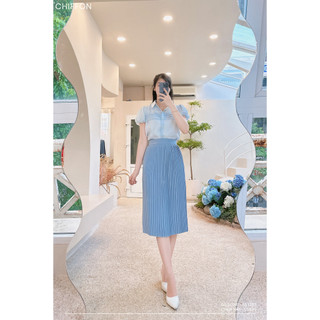Chân váy dập ly dáng dài công sở basic Chiffon