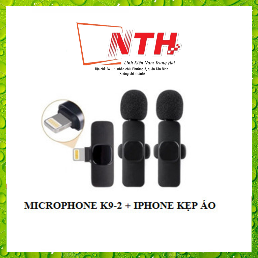 Bộ Micro Thu Âm Không Dây K9  Khử Tiếng Ồn Để Livestream Ghi Âm Quay Video Cổng i-Ph-one