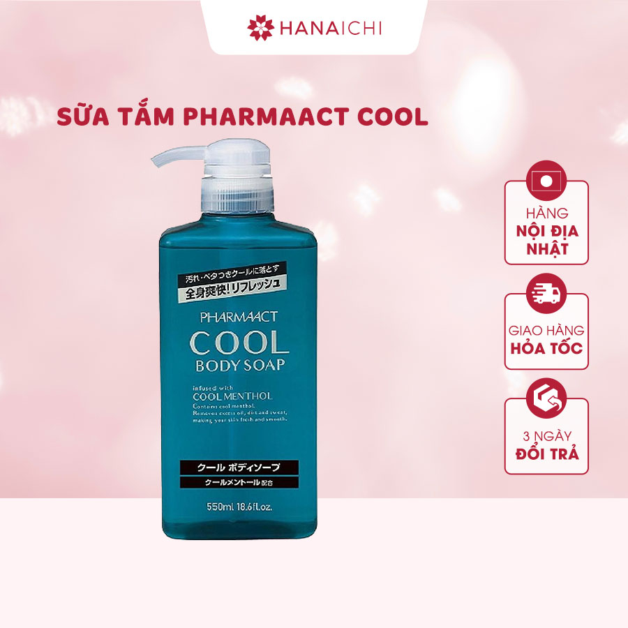 Sữa Tắm PHARMAACT COOL Body Soap Bạc Hà Mát Lạnh Cho NAm 600ml-Nội Địa Nhật