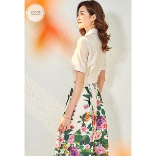 Đầm hoa dáng A công sở xecop