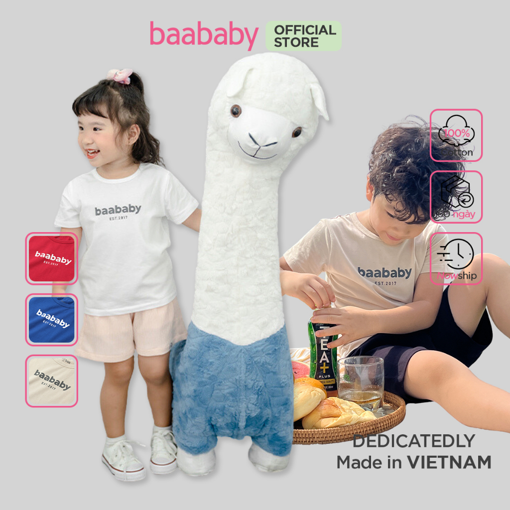 Áo thun ngắn tay bé trai in logo, áo cộc 100% cotton cho bé từ 1 tuổi - 10 tuổi Baa Baby - B-BC-AT02N-06