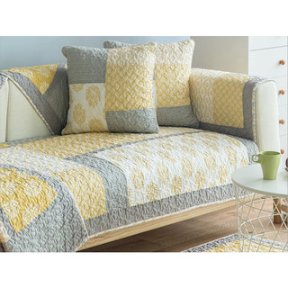 Thảm sofa - ô vuông vàng xám - tsf020