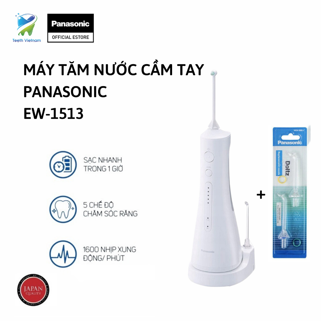 Máy Tăm Nước Cầm Tay Panasonic EW1513 Công Nghệ Siêu Âm   - Mát Xa, Làm Sạch Kẽ Răng