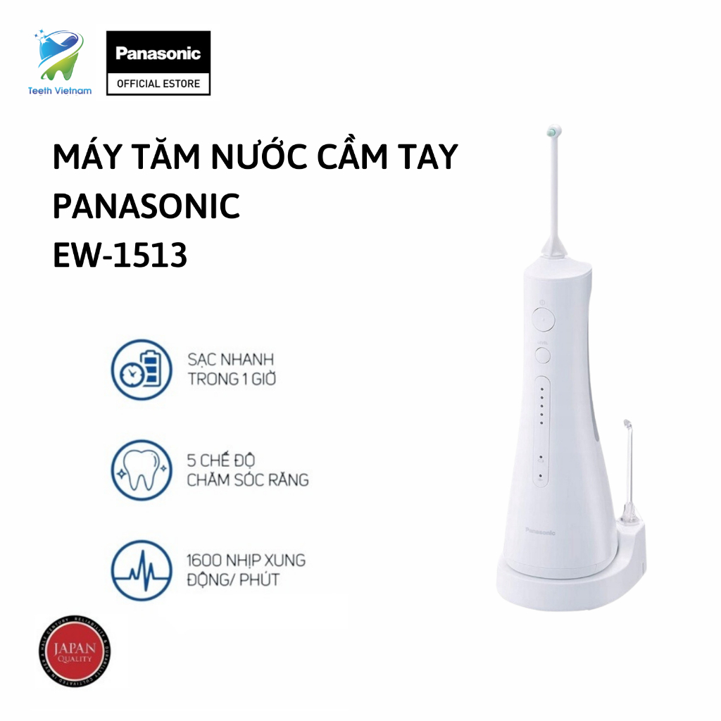 Máy Tăm Nước Cầm Tay Panasonic Công Nghệ Siêu Âm EW1513 - Làm Sạch Răng Nướu - 5 Chế Độ - Bảo Hành Chính Hãng 12 Tháng