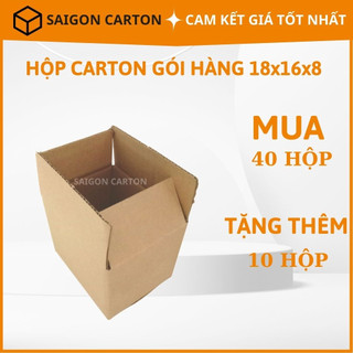 50 Hộp carton đóng gói hàng cho shop size 18X16X8 cm - sản xuất bởi SÀI GÒN CARTON