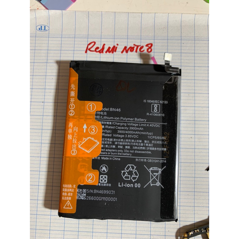 Redmi note 8/Vân tay/loa trong/loangoài/main sạc/pin/cáp nguồn/bộ cam sau/cam trước/cáp nối main/cảm biến/