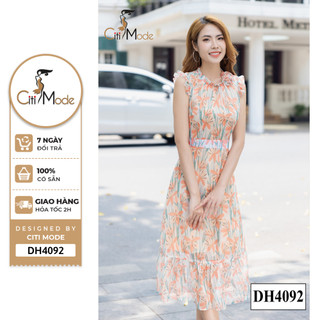 Đầm công sở CITI MODE FASHION thiết kế xoè hoa cam cổ bèo DH4092
