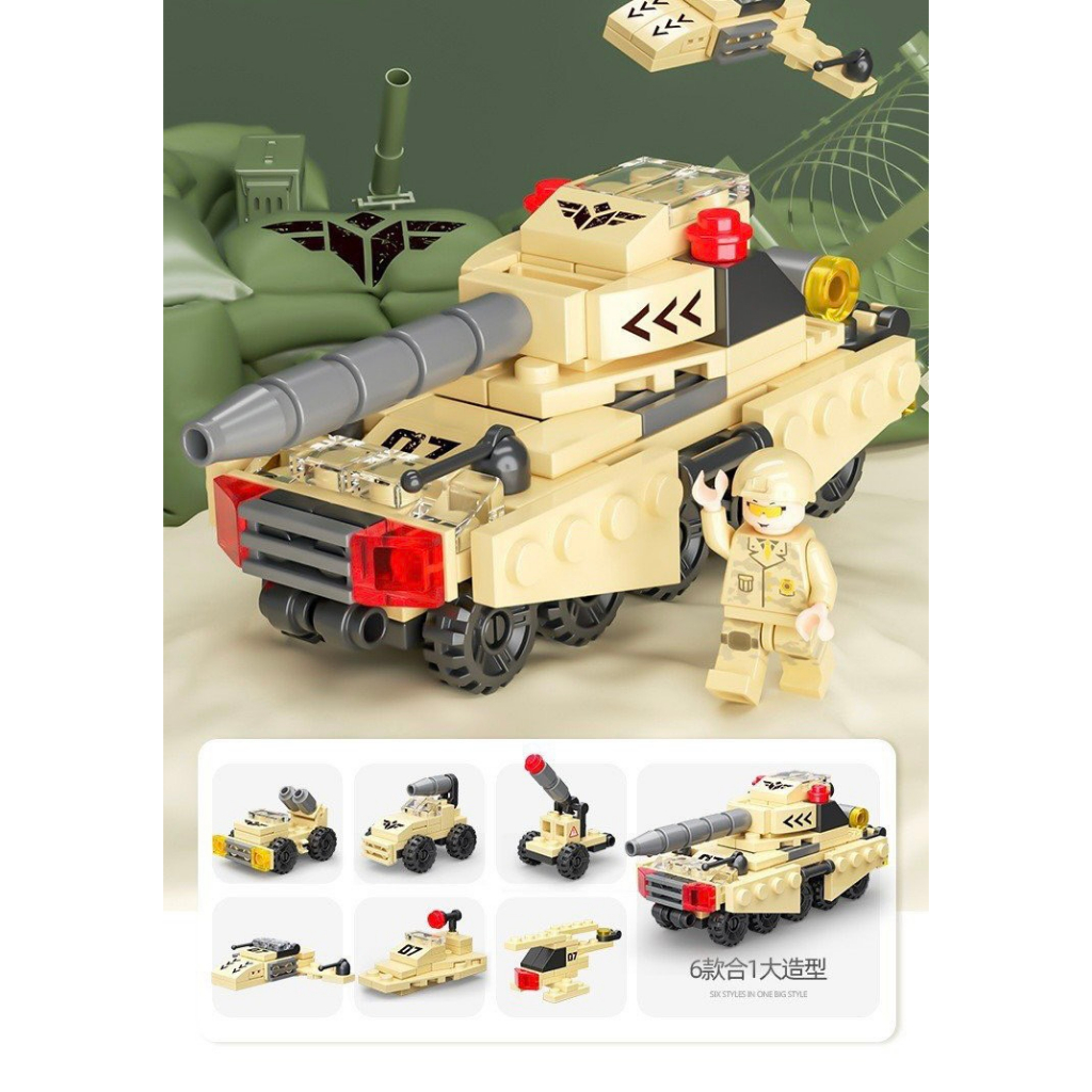 Bộ đồ chơi lắp ráp, xếp hình Lego Xe tăng 6in1 nhiều chi tiết cho bé trai