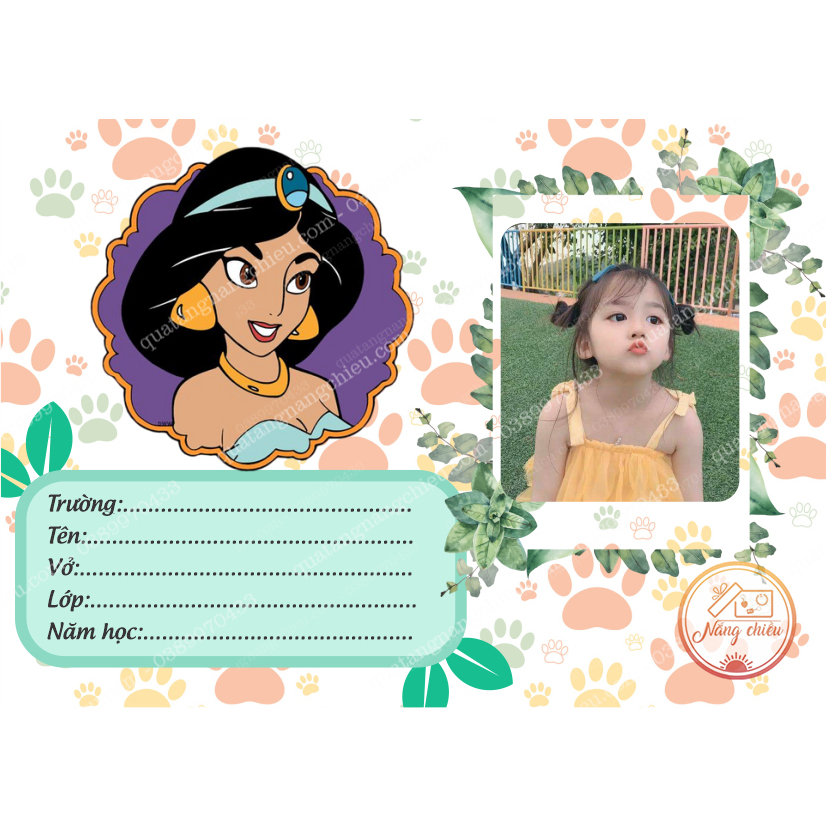 Đồ dùng học tập - Mẫu nhãn vở hình công chúa Elsa xinh xắn - Thiết kế in tên và in ảnh bé theo yêu cầu - Có keo dán 007