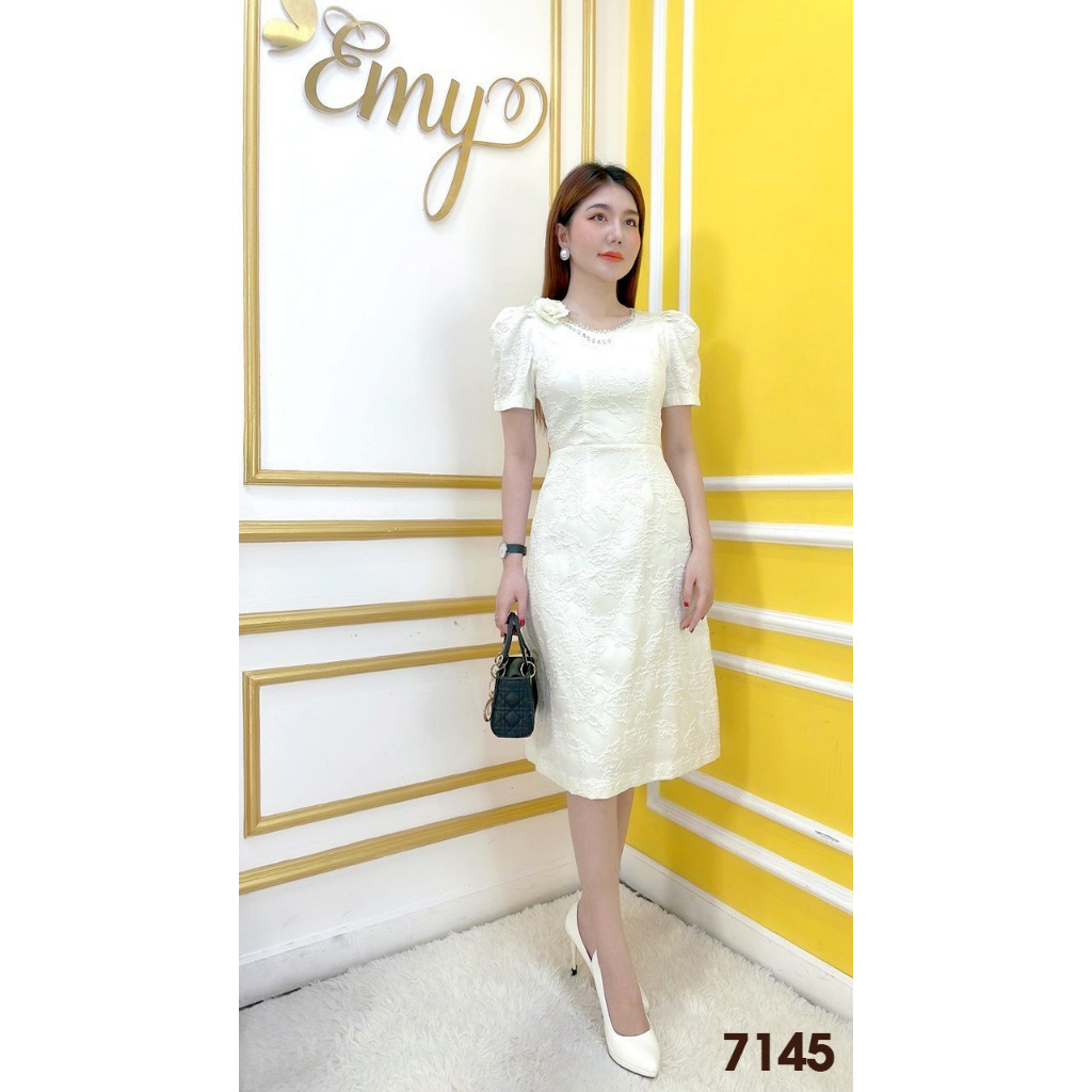 Đầm EMY EM7145 Xoè Gấm Vân