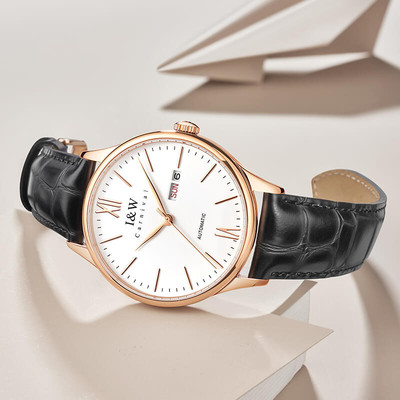 Đồng hồ nam chính hãng I&W Carnival 529G-D1,kính sapphire,chống nước 30m,Bh 24 tháng,máy cơ (automatic),dây da đen xịn