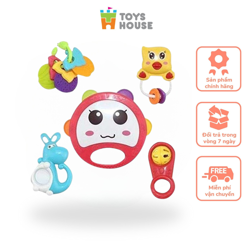 Túi đồ chơi xúc xắc 5 món Toyshouse 776-1 cho bé phát triển thị giác, thính giác và khả năng quan sát