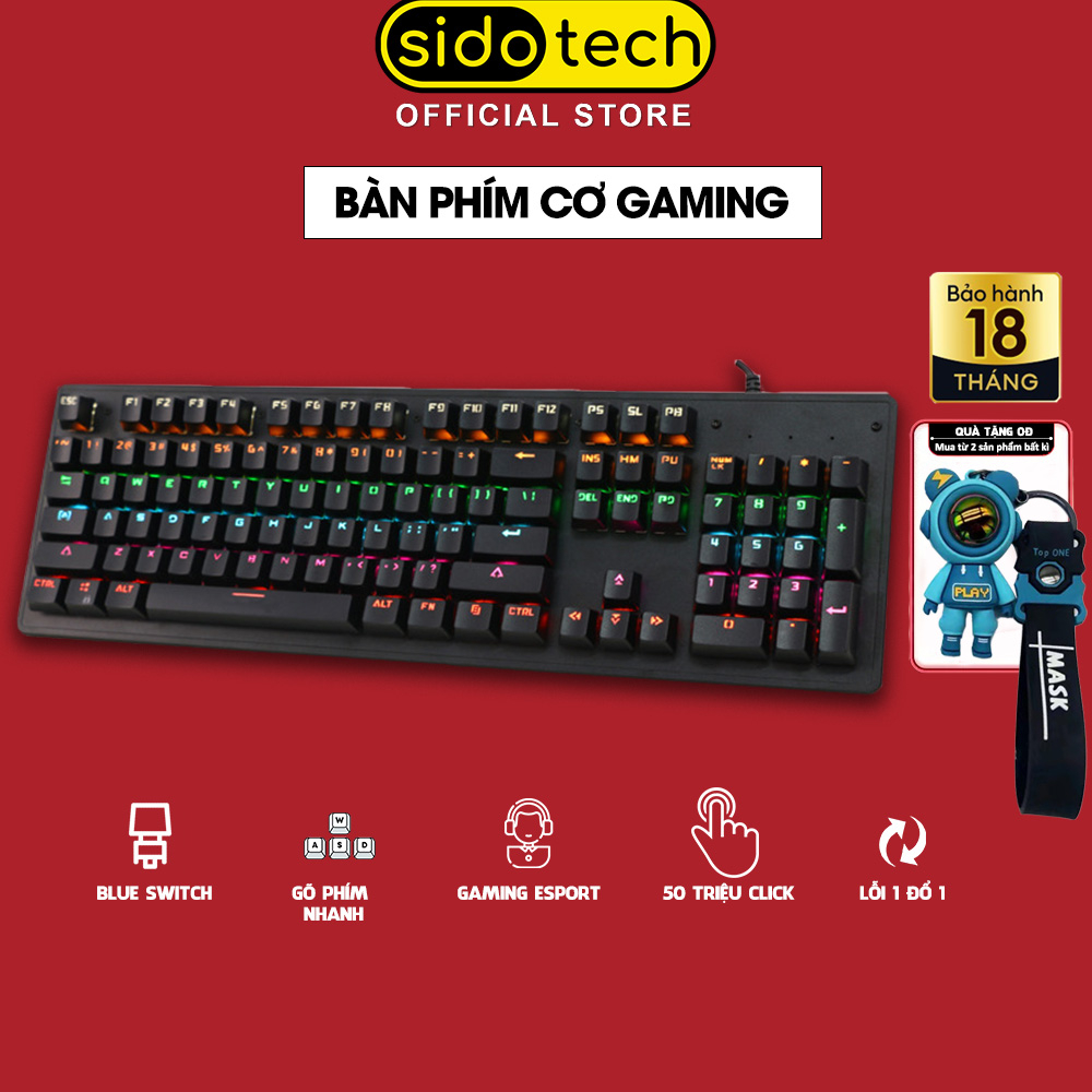 Bàn phím cơ gaming SIDOTECH TERMINATO G1 có dây full size 104 phím brown switch LED RGB cho máy tính laptop pc game thủ