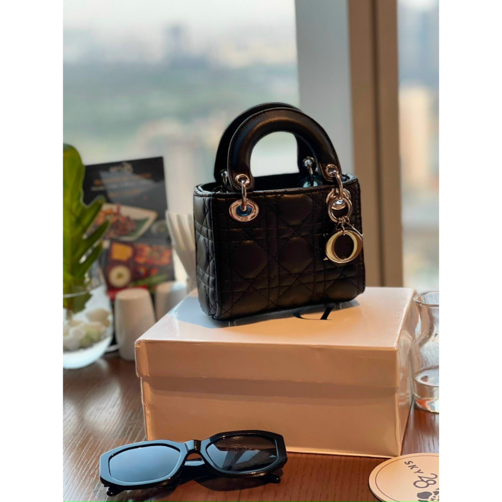 Túi xách DIO.R da lì fullbox kèm dây đeo chéo size 14 size 17 hàng loại 1