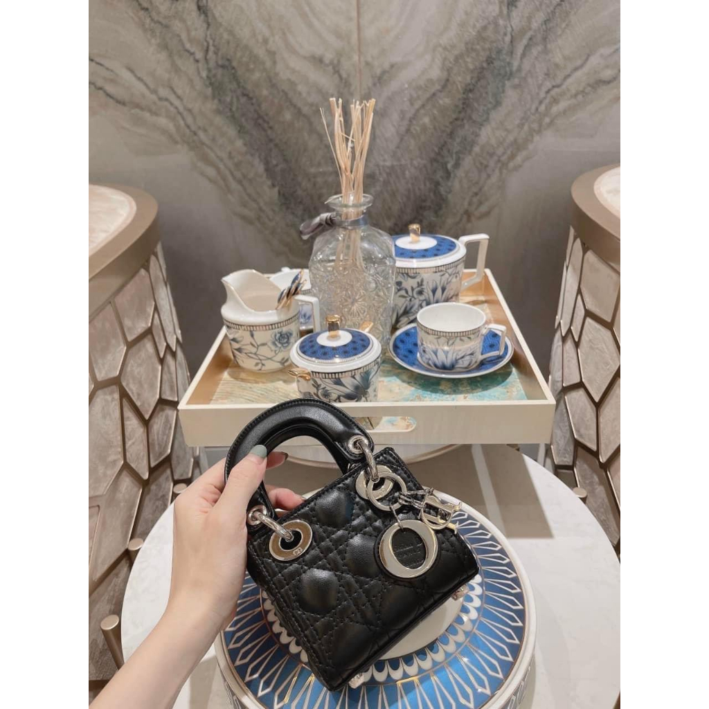 Túi xách DIO.R da lì fullbox kèm dây đeo chéo size 14 size 17 hàng loại 1