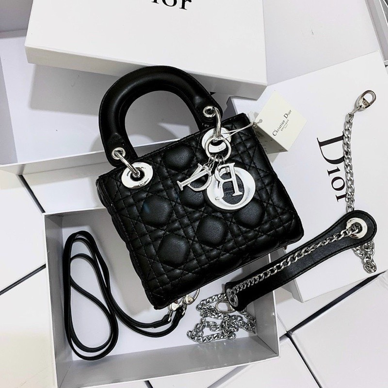 Túi xách DIO.R da lì fullbox kèm dây đeo chéo size 14 size 17 hàng loại 1