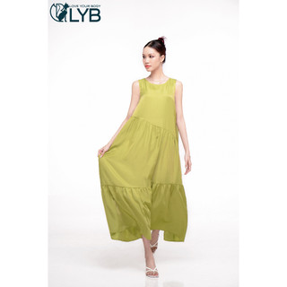 Đầm maxi sát nách mềm mại thướt tha vàng/xanh