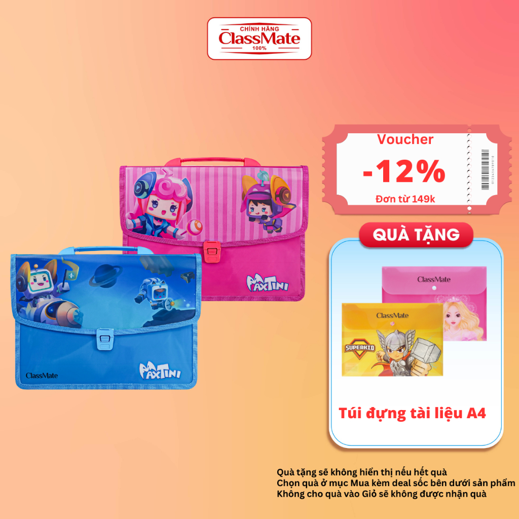 Cặp Học Thêm 2 Ngăn Maxtini CLASSMATE Hình Ngộ Nghĩnh, Chất Liệu Nhựa Nguyên Sinh An Toàn (33x24x8.5cm) CL-SB309