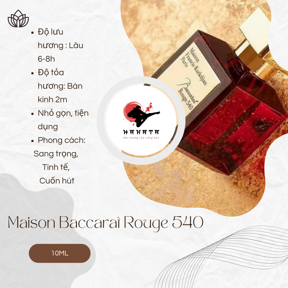 Nước hoa nữ Maison Đỏ MFK Baccarat Rouge 540 EDP 10ml  Hương thơm của sự giàu sang phú quý Hakata Official | BigBuy360 - bigbuy360.vn