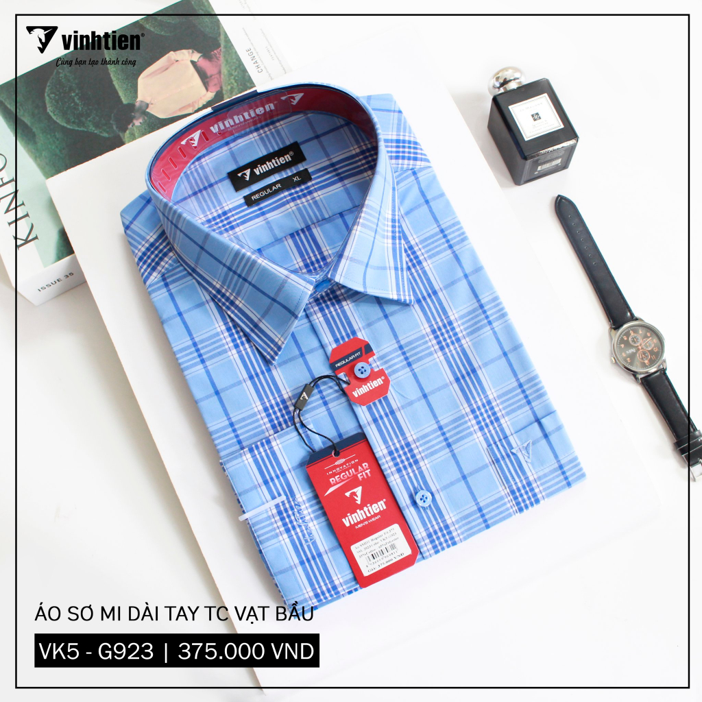Áo Sơ Mi Dài Tay Caro Tencel-Spun Regular Fit 375 Vĩnh Tiến - Nhiều Màu