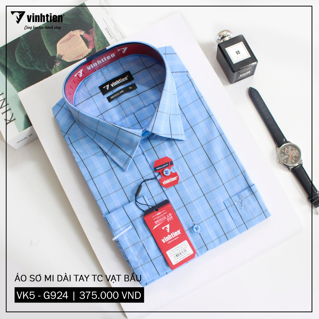 Áo Sơ Mi Dài Tay Caro Tencel-Spun Regular Fit 375 Vĩnh Tiến - Nhiều Màu