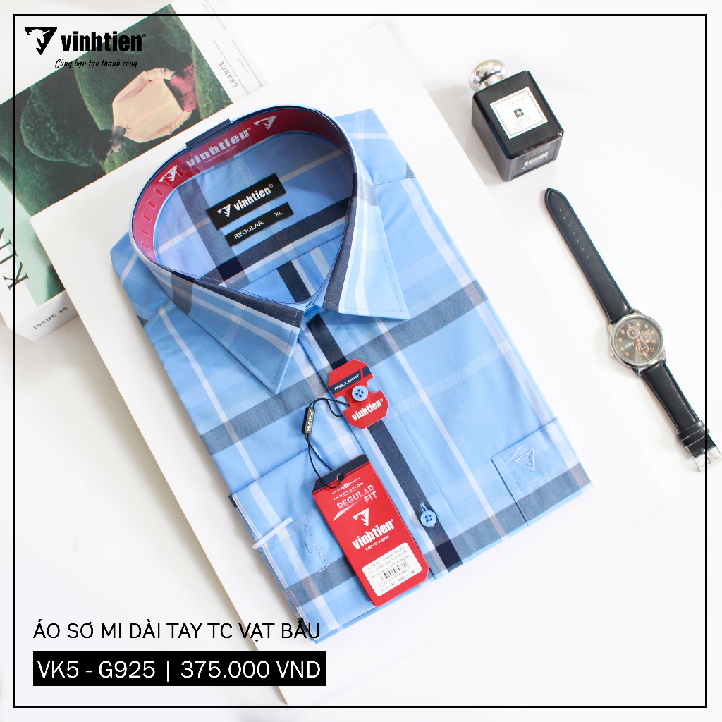 Áo Sơ Mi Dài Tay Caro Tencel-Spun Regular Fit 375 Vĩnh Tiến - Nhiều Màu