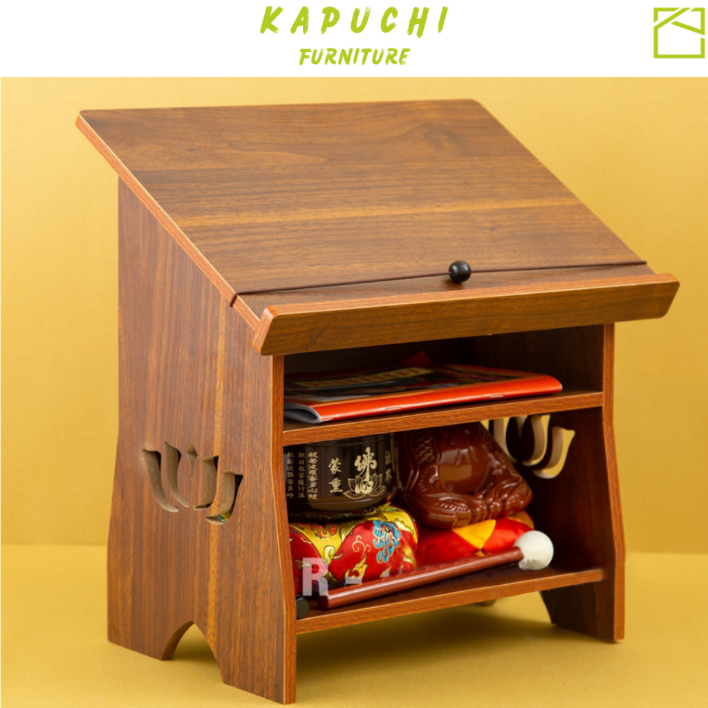 Kệ đọc kinh, tụng kinh niệm phật màu vân gỗ óc chó KAPUCHI - KP270