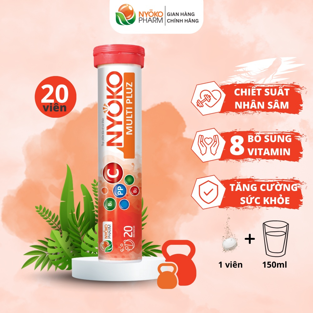 Viên sủi vitamin tổng hợp có chiết xuất nhân sâm tăng cường sức khỏe nâng cao sức đề kháng Nyoko Multi Pluz