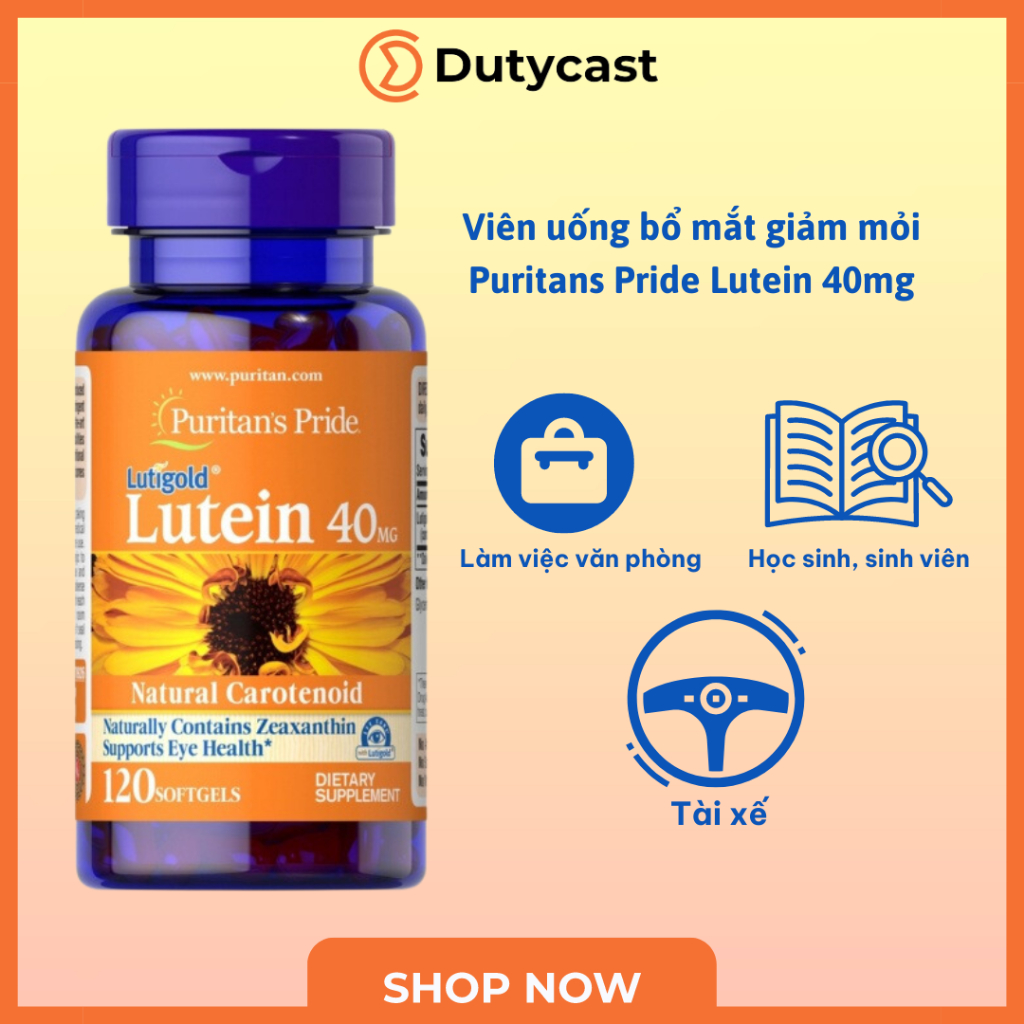 Viên uống bổ mắt, giảm nhức mỏi mắt, tăng cường thị lực Puritan's Pride Luitigold Lutein 40mg - 120 viên