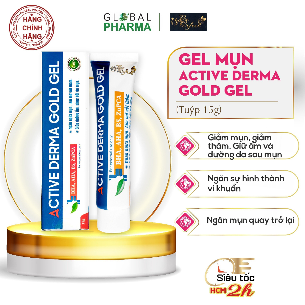 Gel giảm mụn, mờ thâm ACTIVE DERMA GOLD (Tuýp 15g)