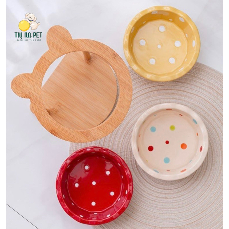 Set Bát Ăn Chống Gù Cho Chó Mèo - Bộ Bát Ăn Sứ Kèm Chân Đỡ Thiết Kế Dành Cho Thú Cưng