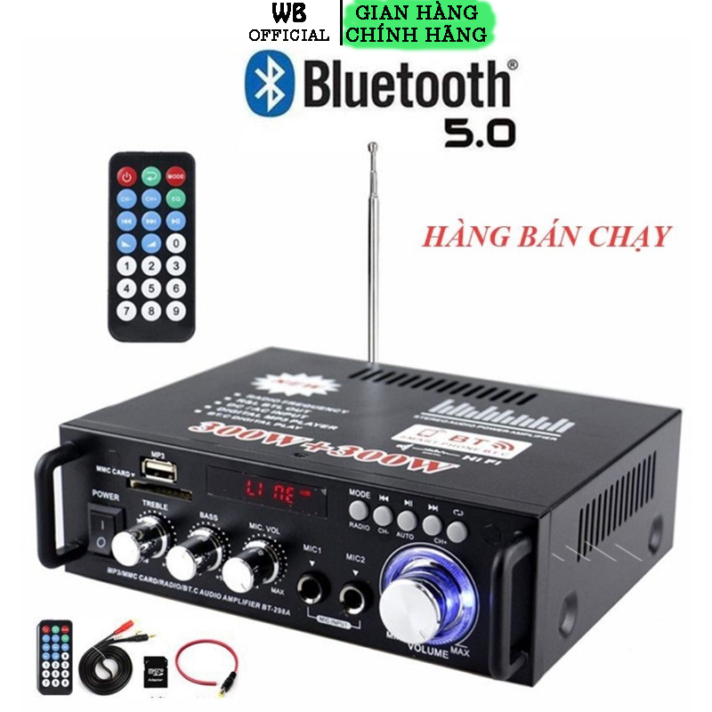 Amly Bluetooth Mini KAW BT298A Công Suất Lớn 220v 12V DC, Bảo Hành 12 Tháng