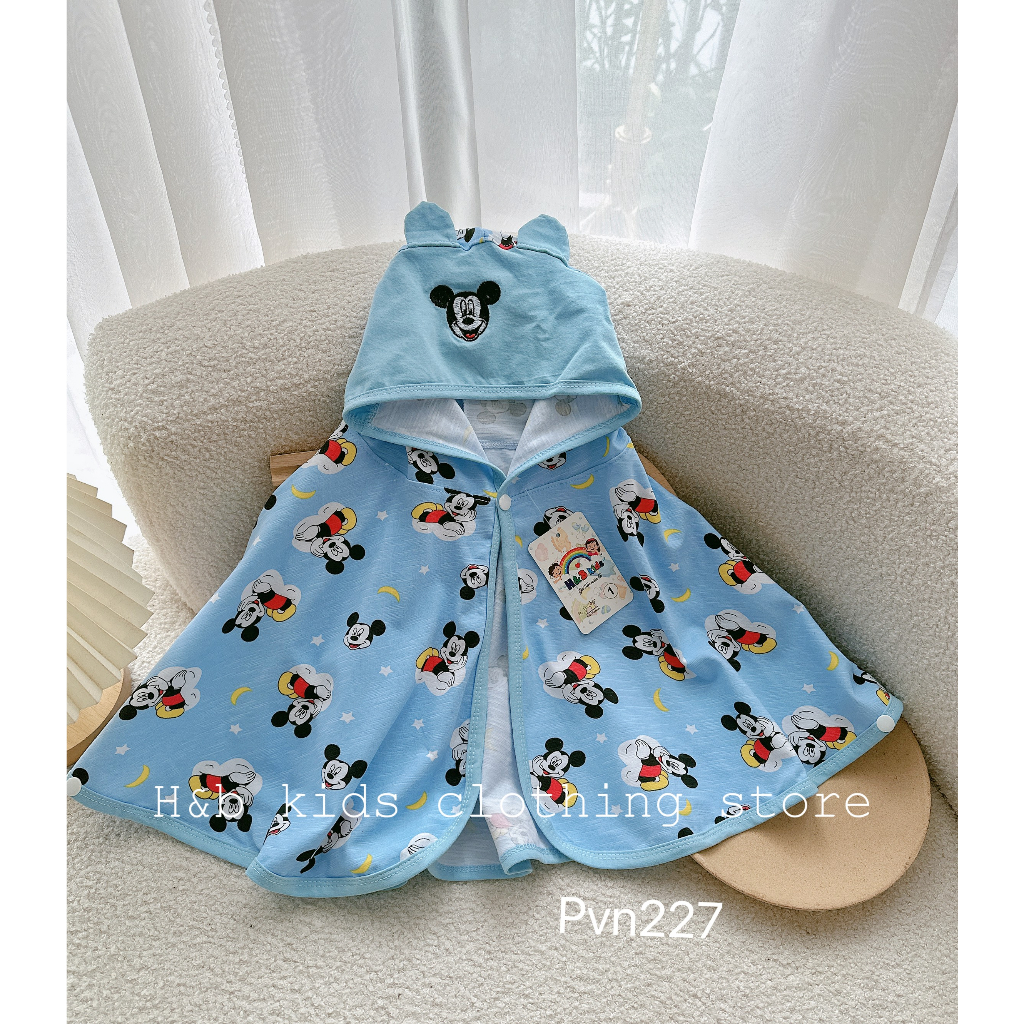Áo chống nắng cho bé trai bé gái , áo choàng nắng cotton dày dặn họa tiết đáng yêu cho bé