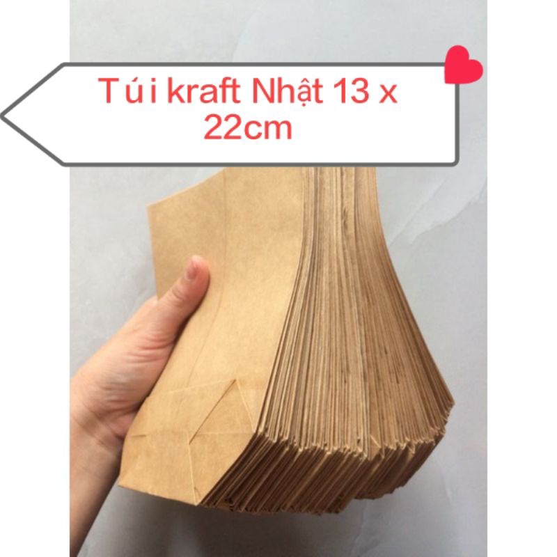 Combo 100 túi giấy kraft Nhật kt 13 x 22 cm